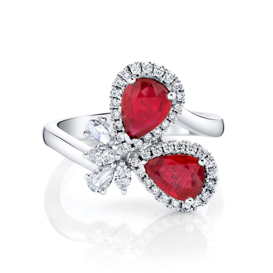 Palladium & 18K White Gold Ruby And Diamond Ring (2.22ctw)