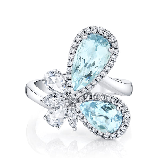 Palladium & 18K White Gold Aquamarine and Diamond Ring (3.93ctw)