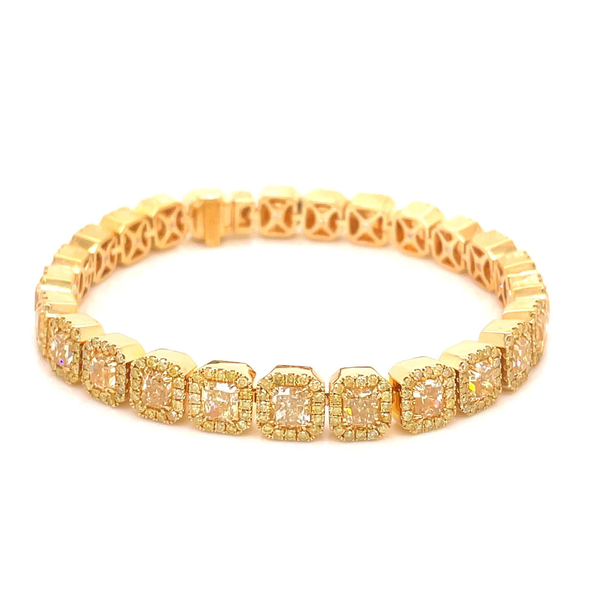 18K Yellow Gold Yellow Diamond Tennis Bracelet (16.36ctw)