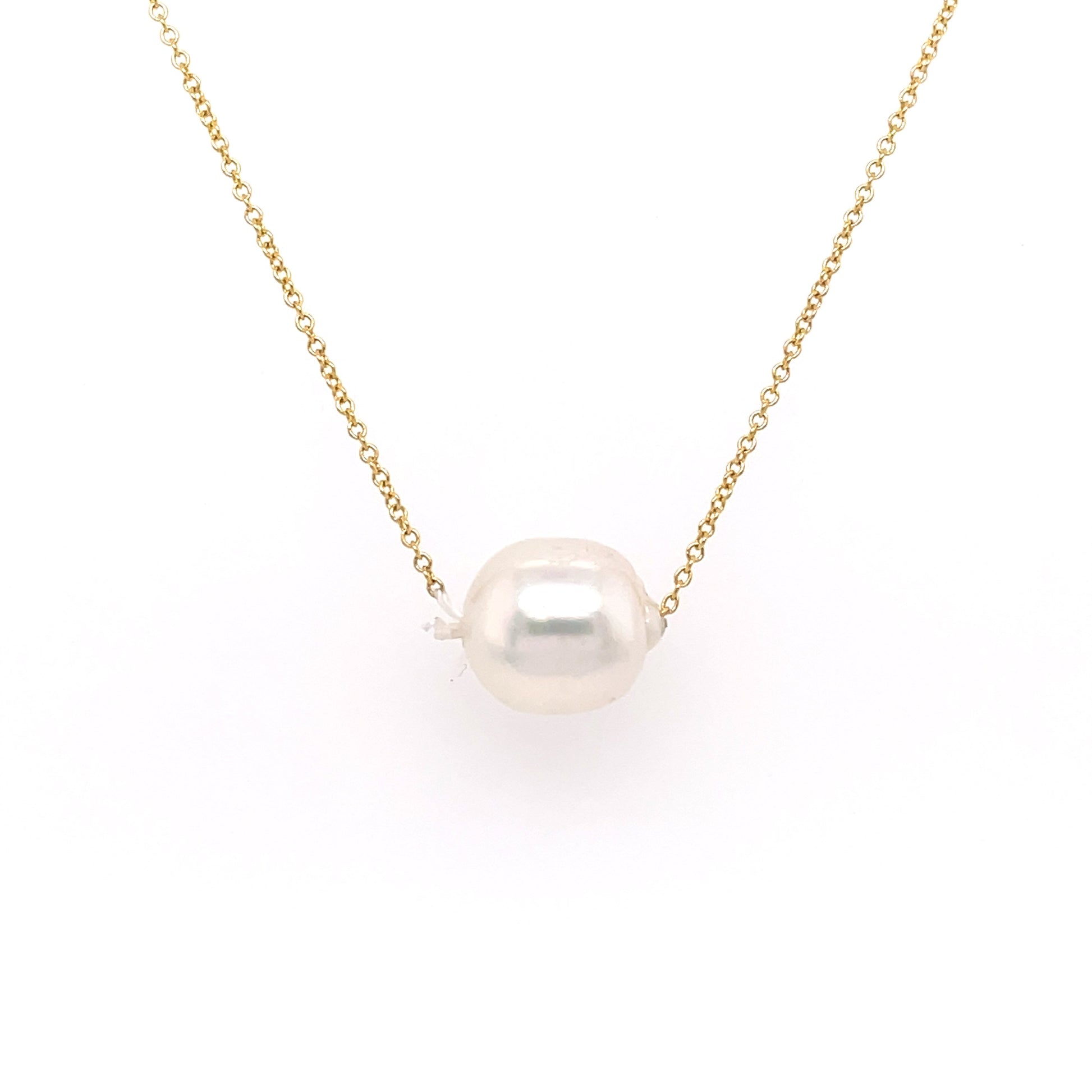 14K Yellow Gold Akoya Pearl Necklace (9-10MM)