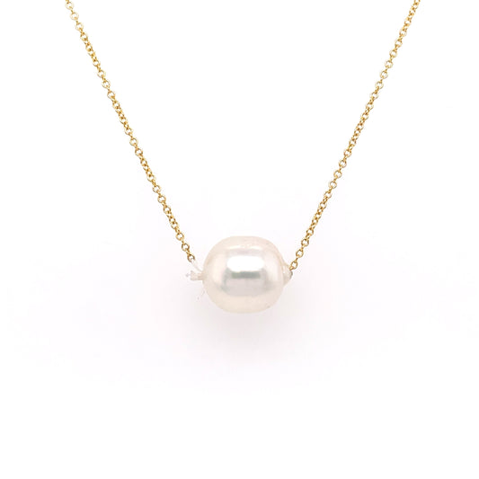 14K Yellow Gold Akoya Pearl Necklace (9-10MM)