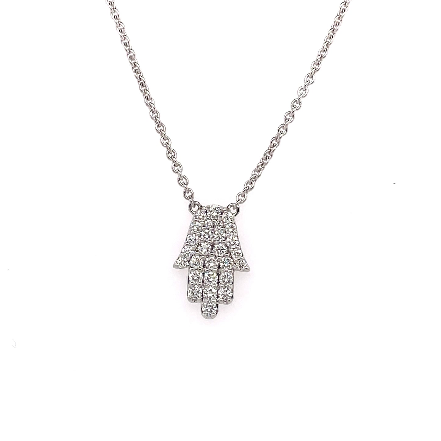 18K White Gold Diamond Pave Hamsa Necklace (.49ctw)