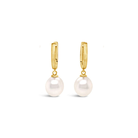 14K Yellow Gold South Sea Pearl Dangle Earrings (10-11MM)