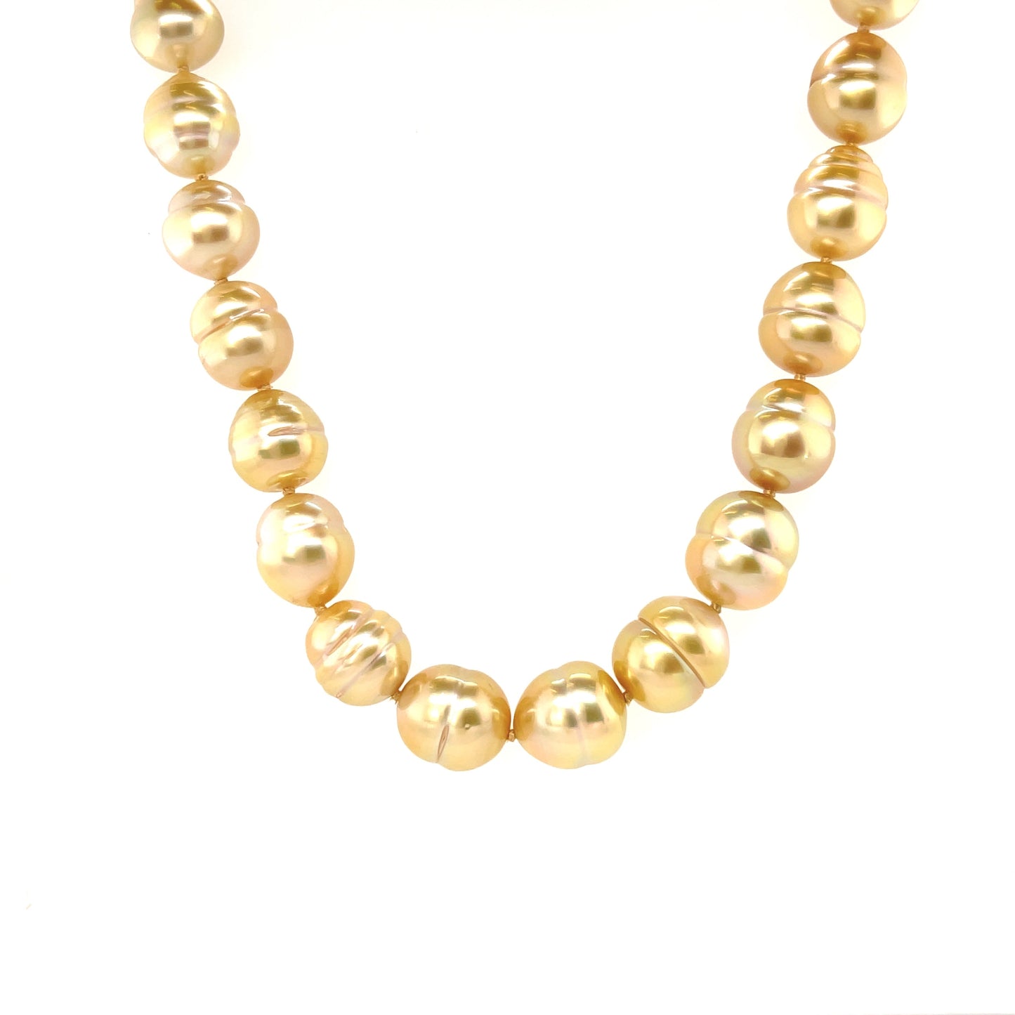 Golden South Sea Baroque Pearl Strand With 18K Yellow Gold Clasp