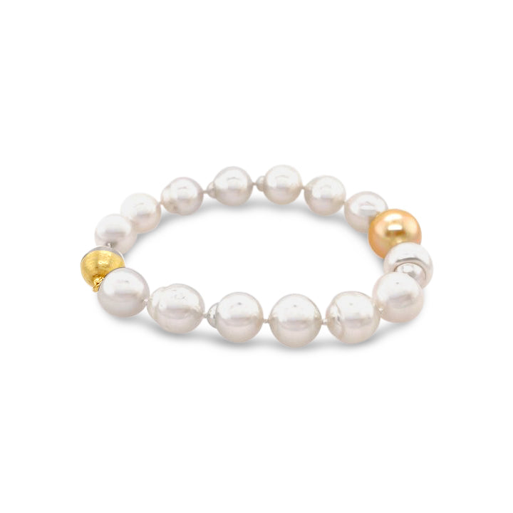 14K White And Yellow Gold South Sea Pearl Bracelet