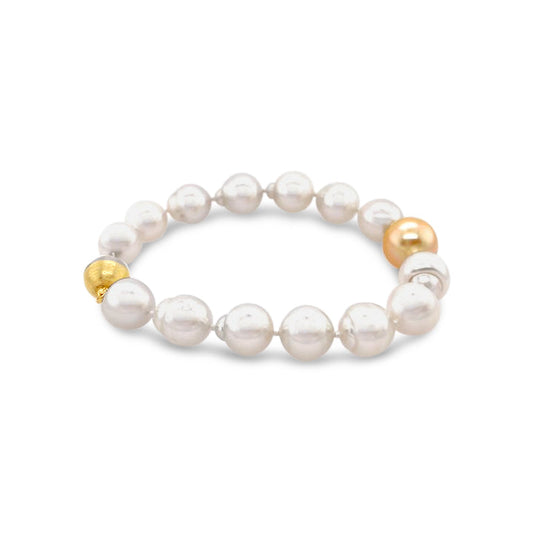 14K White And Yellow Gold South Sea Pearl Bracelet