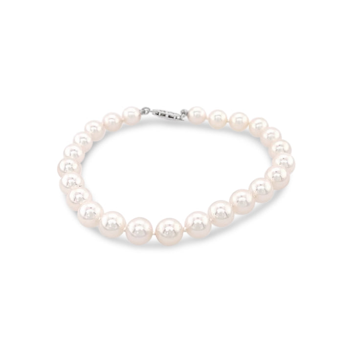 14K White Gold Akoya Pearl Bracelet 