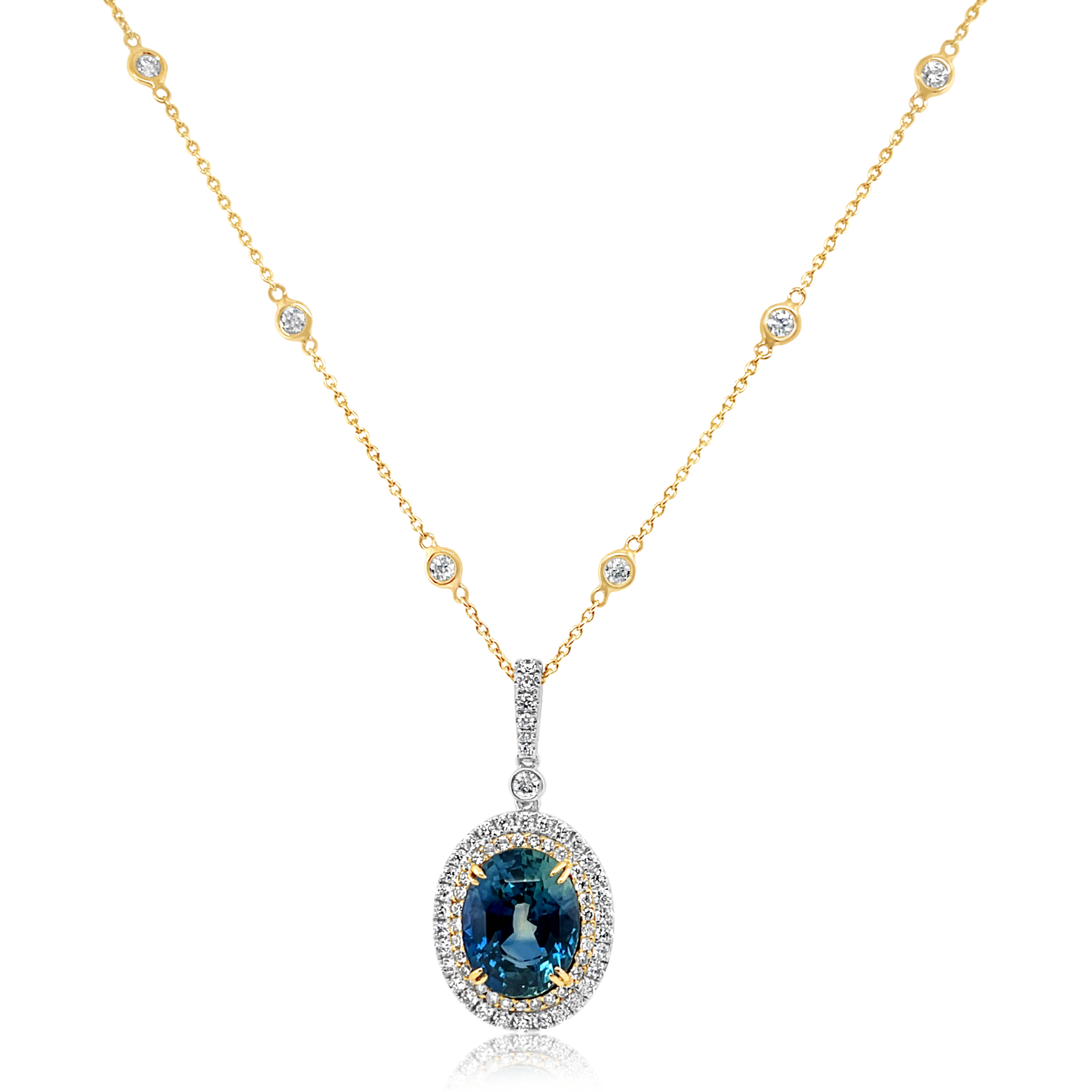 18K White & Yellow Gold Sapphire & Diamond Pendant (8.33ctw)