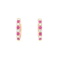 14K Rose Gold Pink Sapphire And Diamond Huggie Hoops (.89ctw) 