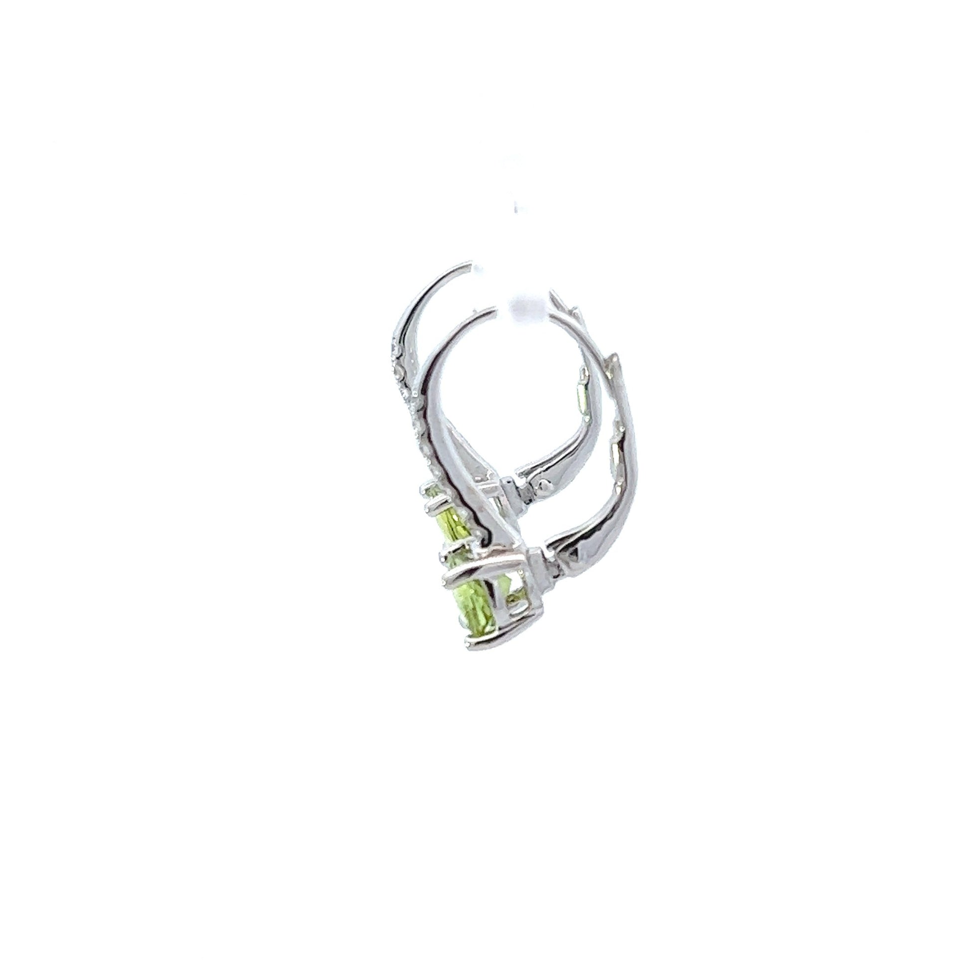 14K White Gold Peridot And Diamond Drop Earrings (1.20ctw) 