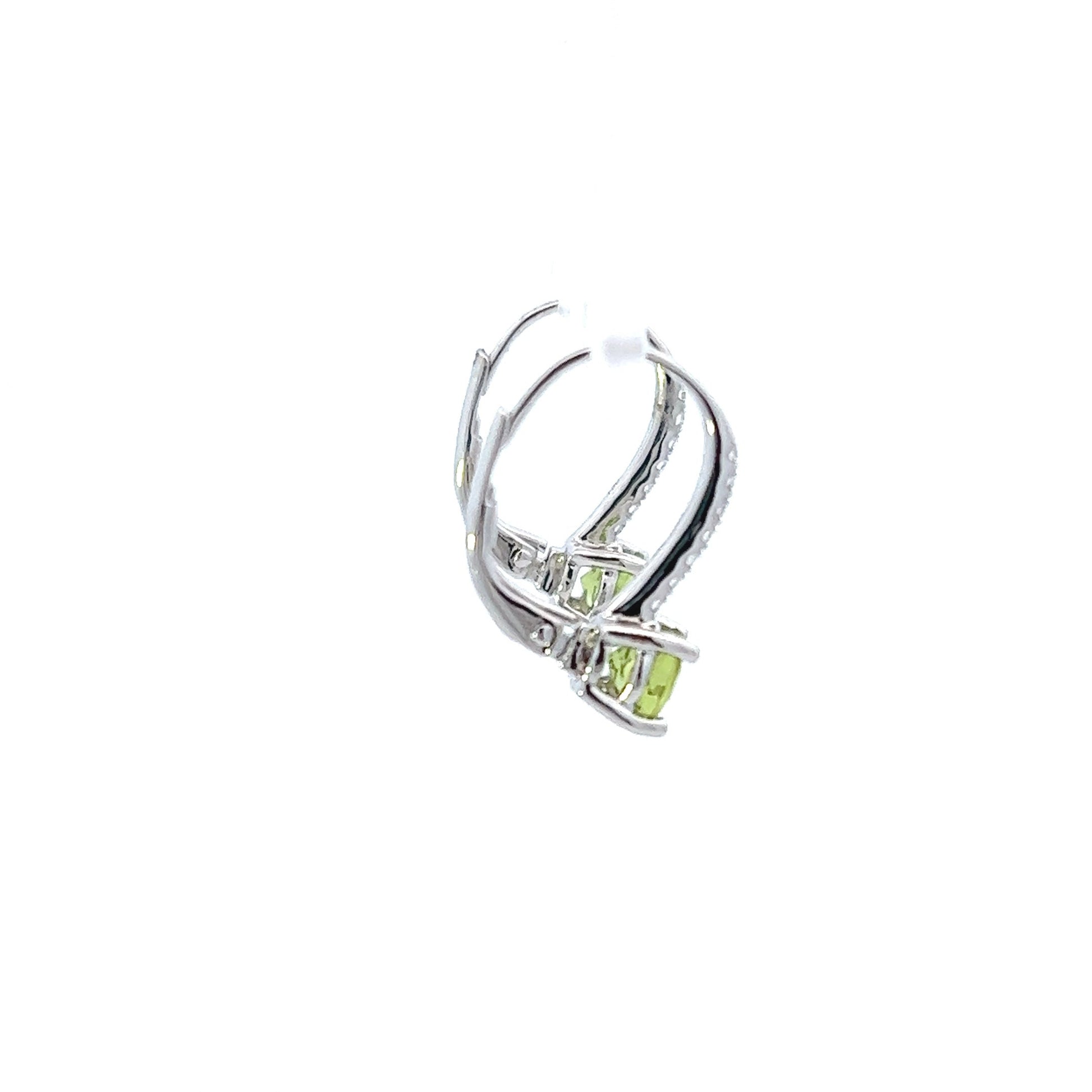 14K White Gold Peridot And Diamond Drop Earrings (1.20ctw) 