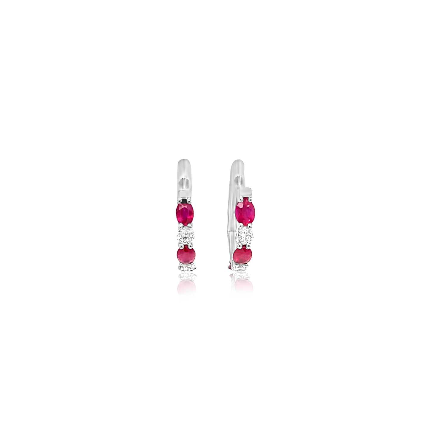 18K White Gold Ruby & Diamond Hoop Earrings (1.13ctw)