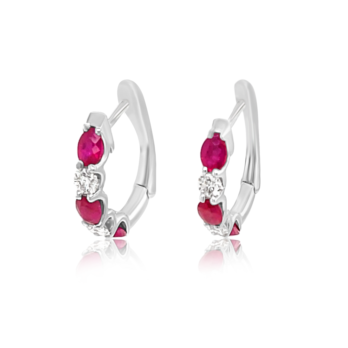 18K White Gold Ruby & Diamond Hoop Earrings (1.13ctw)