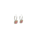 18K White And Rose Gold Pink Sapphire And Diamond Halo Drop Earrings (1.68ctw)