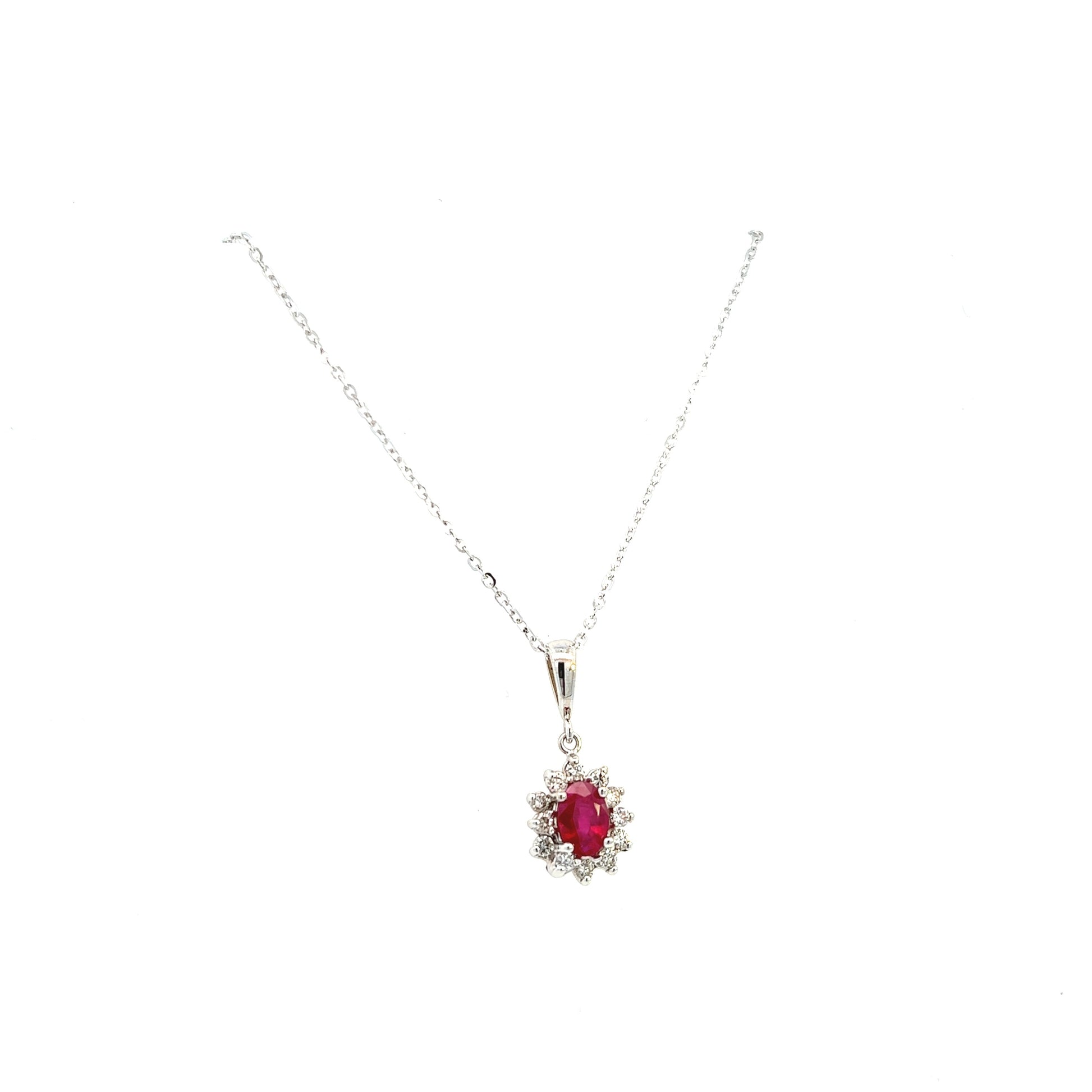 14K White Gold Ruby And Diamond Necklace (1.34ctw) 