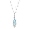 18K White Gold Pear Shape Aquamarine and Diamond Pendant (8.14ctw)
