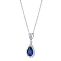 18K White Gold Pear Shape Sapphire And Diamond Halo Pendant (2.54ctw)