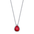 18K White Gold Pear Shape Burmese Ruby Pendant With Diamond Halo (2.01ctw)