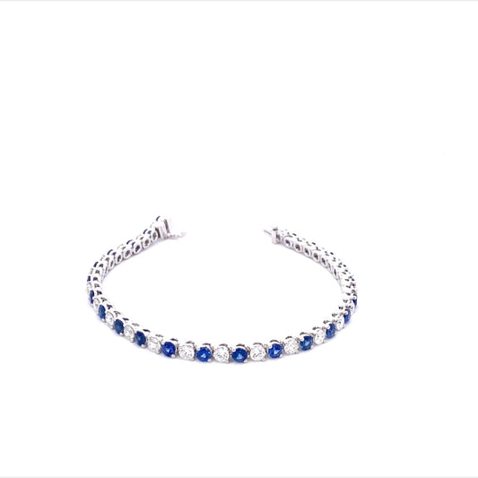 14K White Gold Sapphire And Diamond Tennis Bracelet (6.65ctw) 