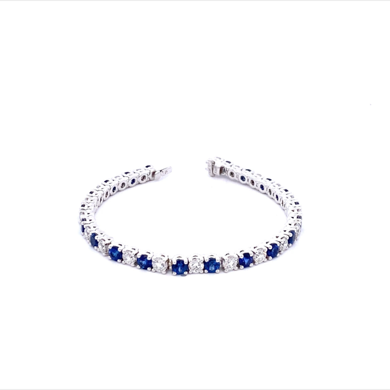 14K White Gold Sapphire And Diamond Tennis Bracelet (11.01ctw)