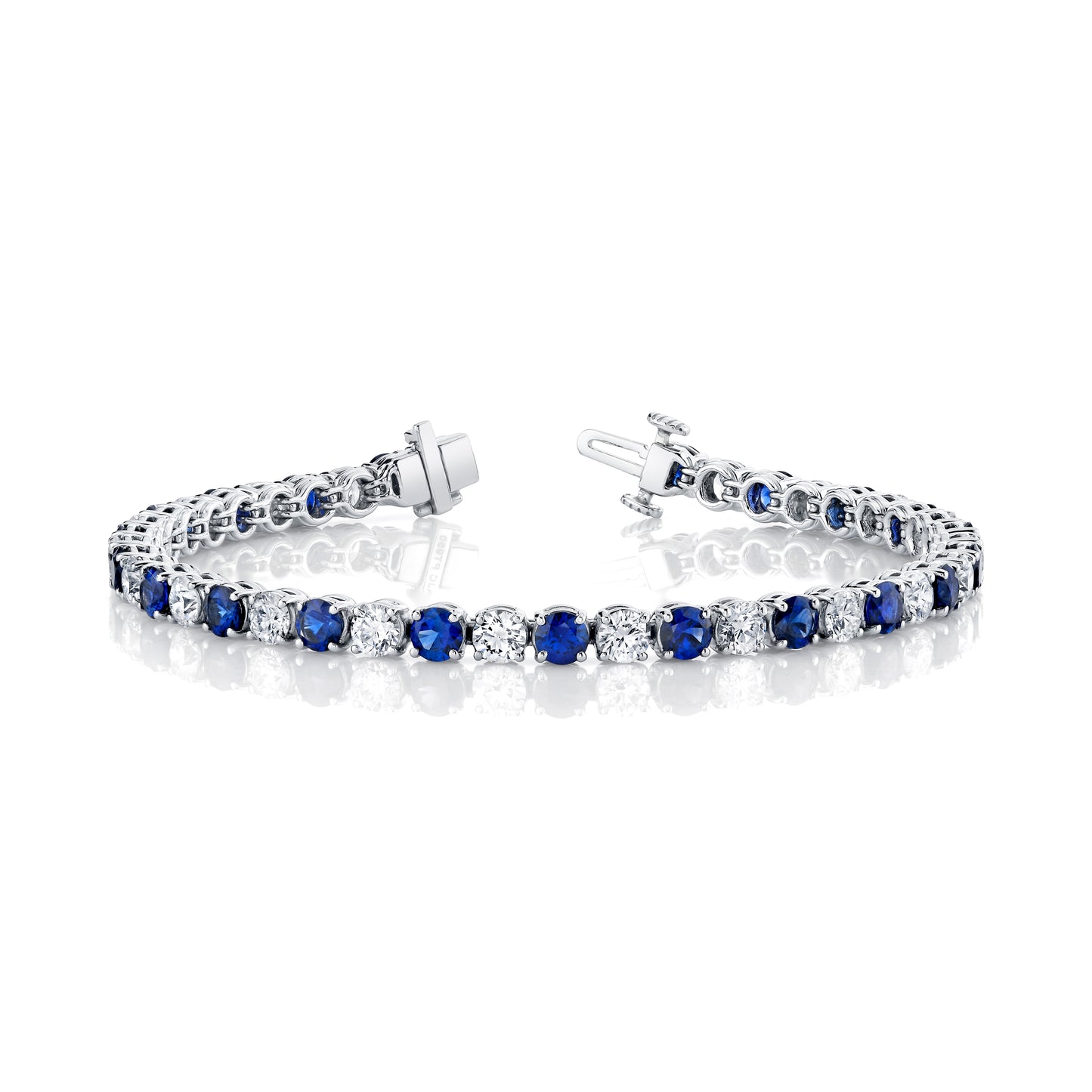 Platinum Sapphire And Diamond Tennis Bracelet (9.90ctw)