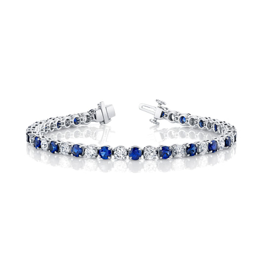 Platinum Sapphire And Diamond Tennis Bracelet (9.90ctw)
