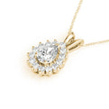 14K Yellow Gold Pear Shape Diamond Princess Di Halo Pendant (1.30ctw)