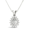 14K White Gold Pear Shape Diamond Princess Di Halo Pendant (1.30ctw)