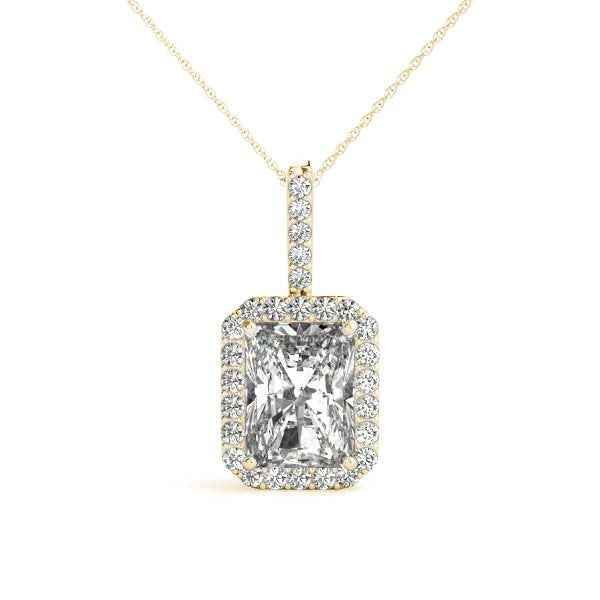 14K Yellow Gold Radiant Diamond Halo Pendant (1.10ctw)