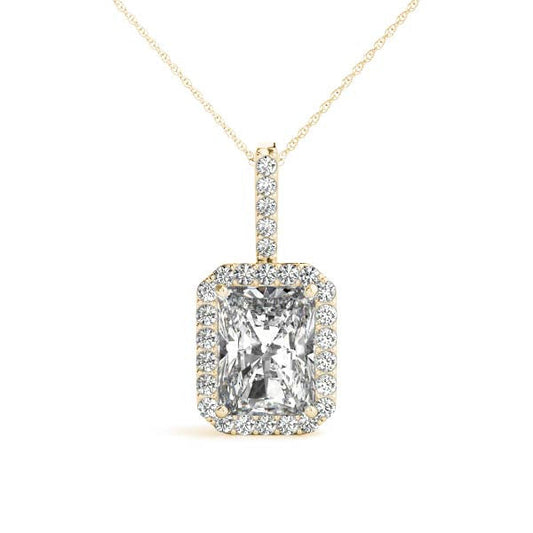 14K Yellow Gold Radiant Diamond Halo Pendant (1.10ctw)