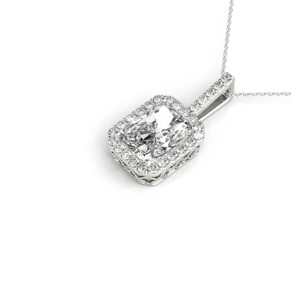 14K White Gold Radiant Diamond Halo Pendant (1.10ctw)