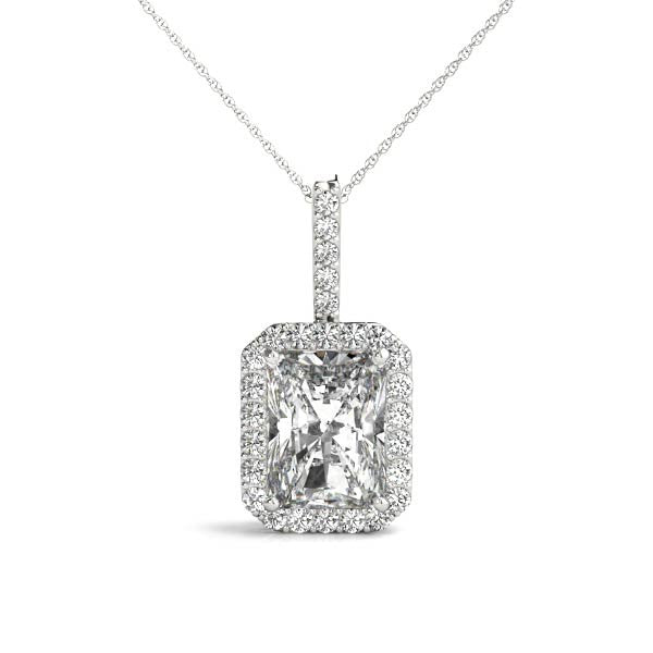 14K White Gold Radiant Diamond Halo Pendant (1.10ctw)