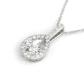 14K White Gold Pear Shape Diamond Halo Pendant (1.10ctw)