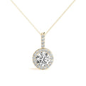 14K Yellow Gold Round Brilliant Diamond Halo Pendant (1.10ctw) 