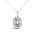 14K White Gold Oval Diamond Halo Pendant (1.10ctw) 