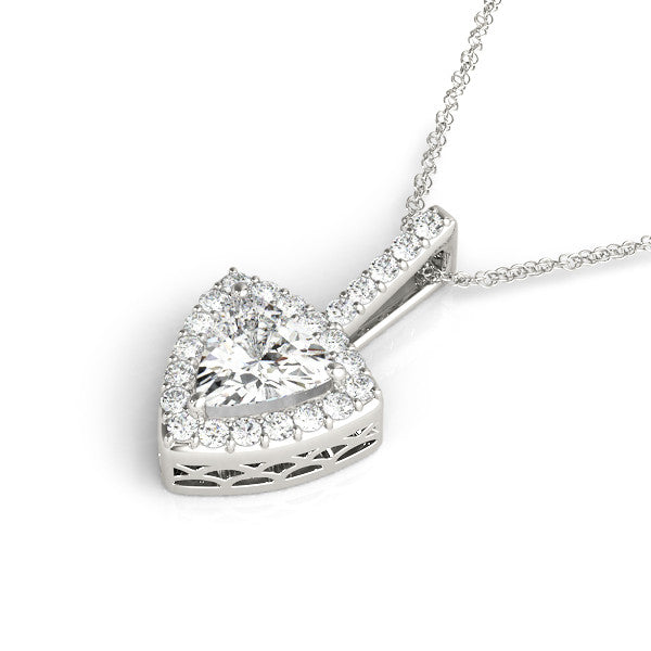 14K White Gold Trillion Diamond Halo Pendant (1.10ctw)