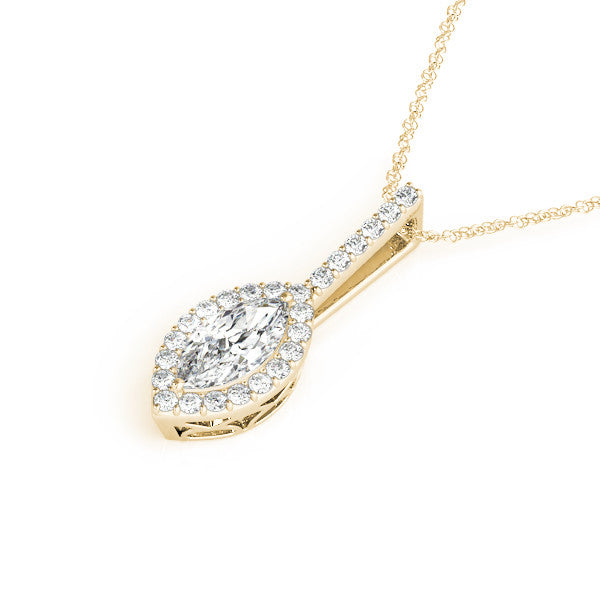 14K Yellow Gold Round Diamond In Cushion Halo Pendant (1.10ctw)