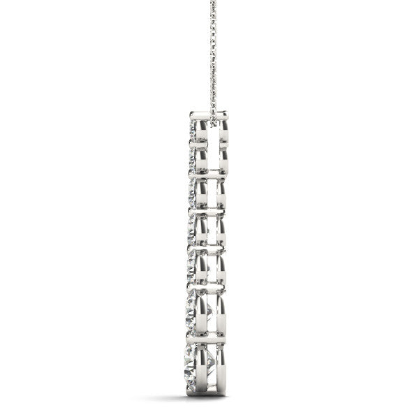 14K White Gold Round Diamond Journey Pendant (.50ctw)