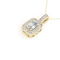 14K Yellow Gold Emerald Cut Diamond Halo Pendant With Milgrain Accents (1.25ctw)