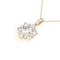 14K Yellow Gold Round Brilliant Floral Diamond Halo Pendant (1.50ctw)