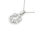 14K White Gold Round Brilliant Floral Diamond Halo Pendant (1.50ctw)