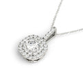 14K White Gold Round Brilliant Diamond In A Double Cushion Halo Pendant (1.30ctw)