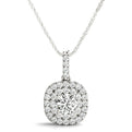 14K White Gold Round Brilliant Diamond In A Double Cushion Halo Pendant (1.30ctw)