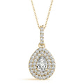 14K Yellow Gold Pear Shape Double Halo Diamond Pendant (1.25ctw) 