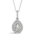 14K White Gold Pear Shape Double Halo Diamond Pendant (1.25ctw) 