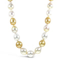 Golden and White South Sea Baroque Pearl Strand With 18K Yellow Gold Clasp (9-12MM)