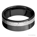 Zirconium Men's 8MM Wedding Ring With Satin Finish And Off Center Meteorite Inlay