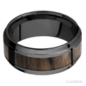 Zirconium Men's 8MM Wedding Ring with Polish Finish and Ziricote Inlay
