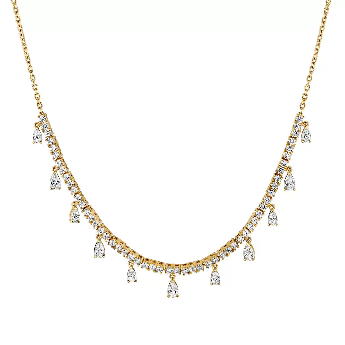 14K Éternelle Diamond Necklace with Floating Pear Diamonds