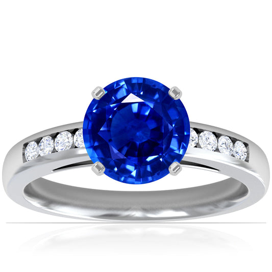 Platinum Round Sapphire And Diamond Channel Ring (1.70ctw)